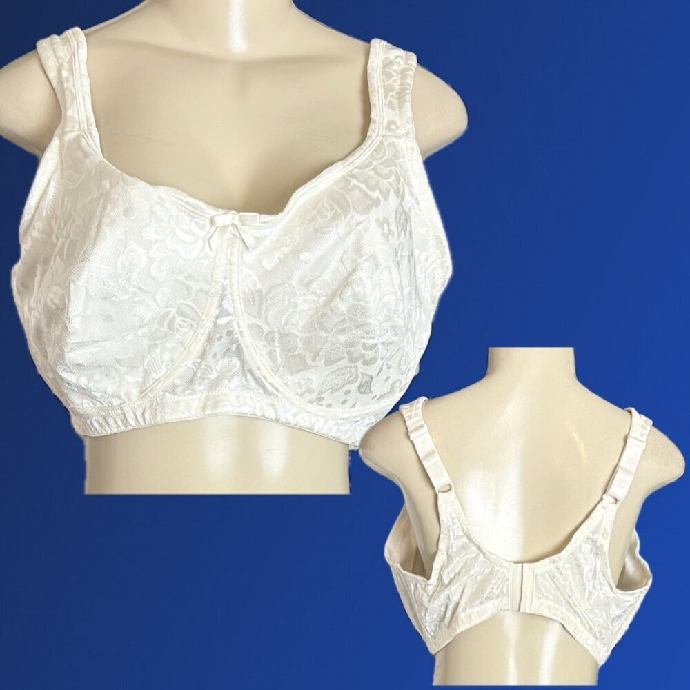 Comfort Choice 40D Vanilla White Jacquard Floral Wireless Full Coverage Bra